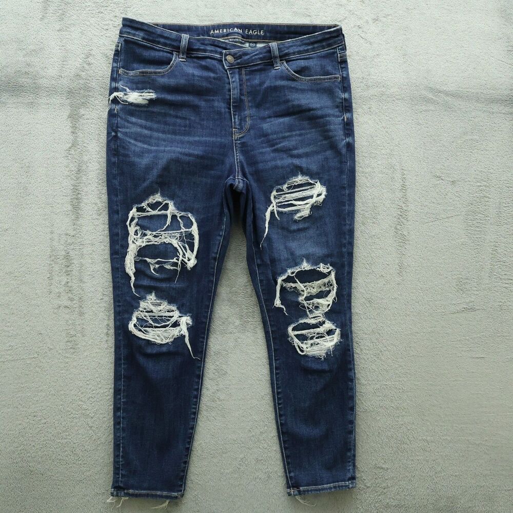 American Eagle Jeans Women's 16S High-Rise Jegging Denim 25" Inseam Destroyed